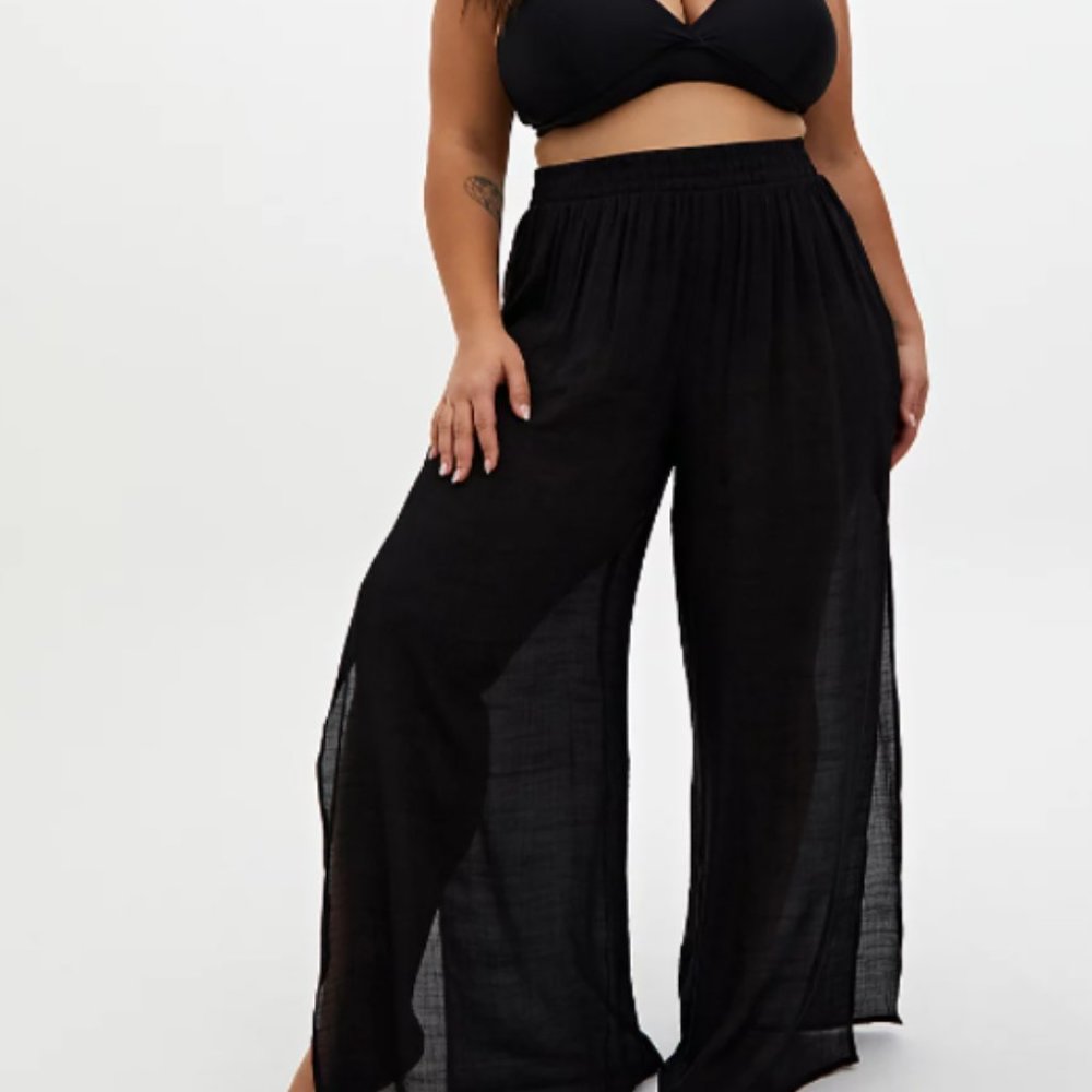 Torrid crinkled gauze side slit pant cover up